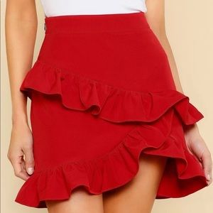 Asymmetrical layered ruffle skirt